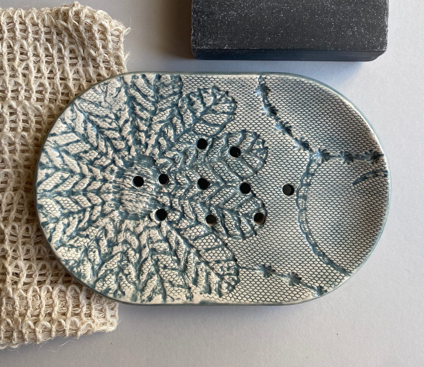 Handmade Large Ceramic Soap Dish Grey