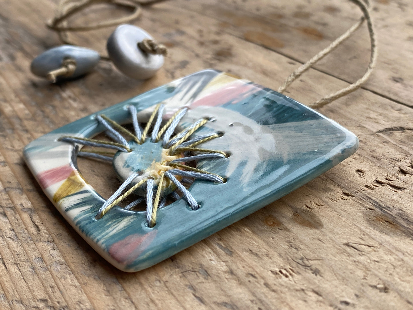 Statement Stitched Pendant Necklace