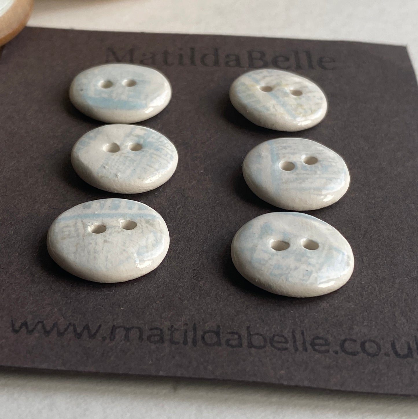 Buttons set of Five 16mm Handmade Round Ceramic Buttons