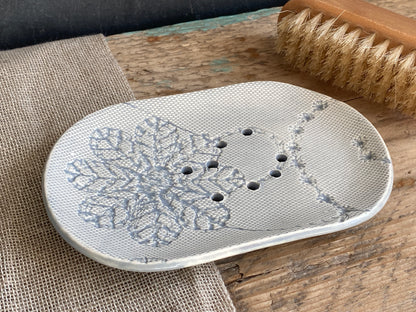 Handmade Large Ceramic Soap Dish soft Grey