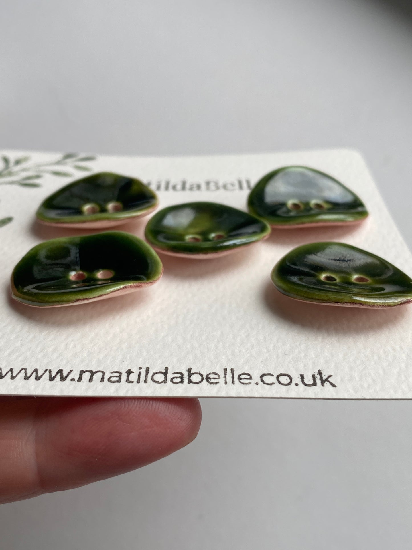Handmade Ceramic Buttons 25mm rich Olive Green
