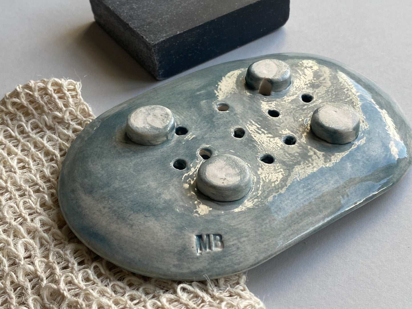 Handmade Large Ceramic Soap Dish Grey