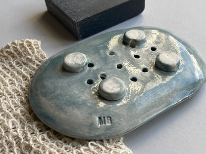 Handmade Large Ceramic Soap Dish Grey