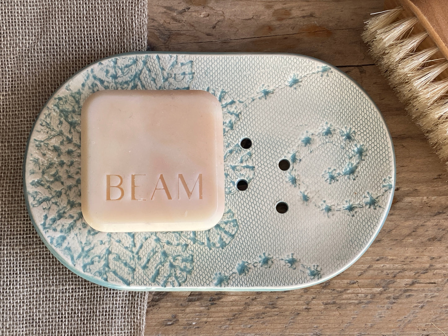 Handmade Ceramic Large Soap Dish Sea Green