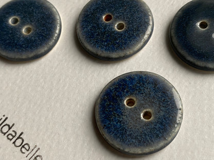 22mm Round Buttons set of five, Heather Blue/Grey