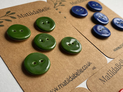 Buttons set of 5 Round 20mm Handmade Ceramic Buttons choice of colours