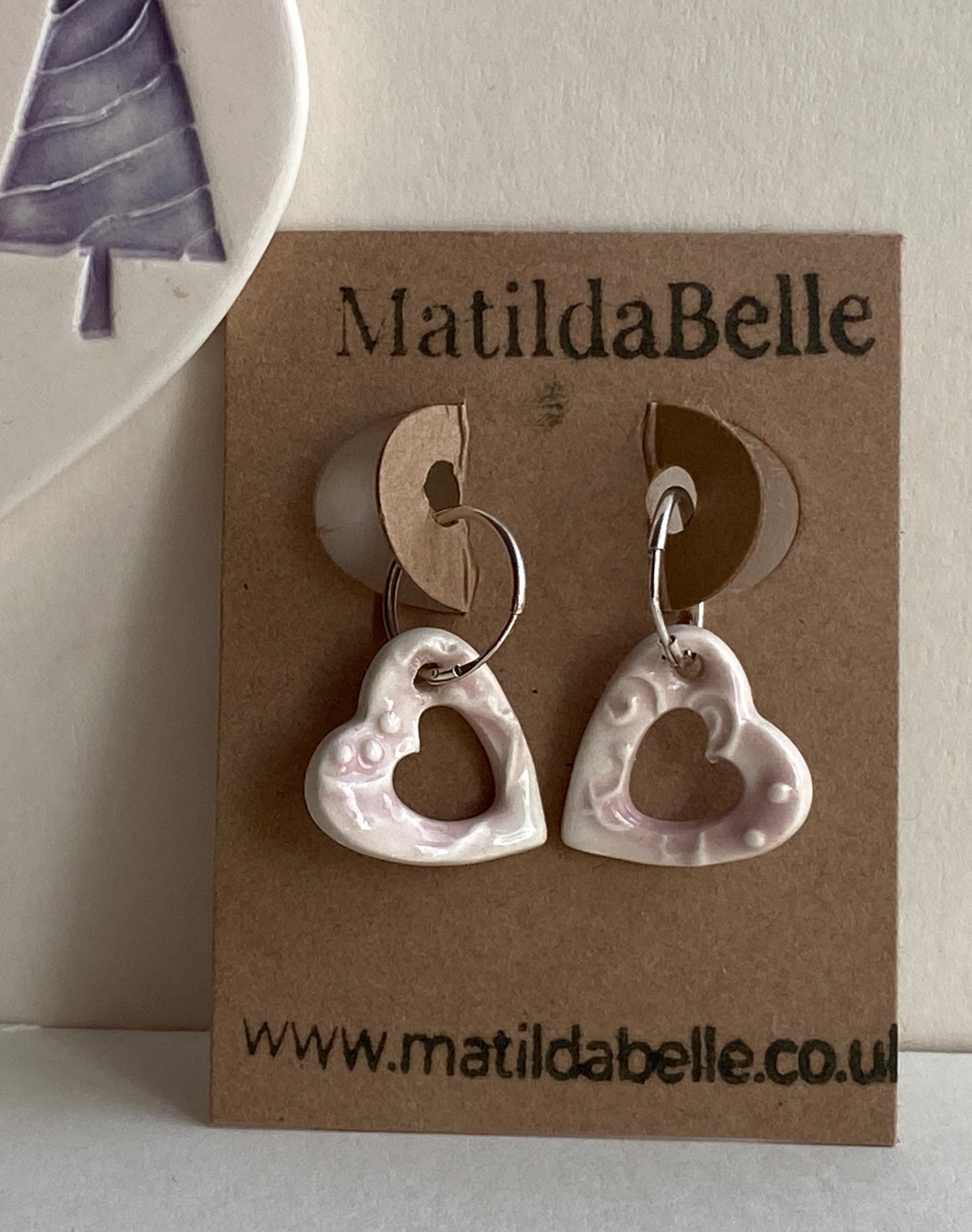 Silver Hoops with Gorgeous Pastel Pink Hearts