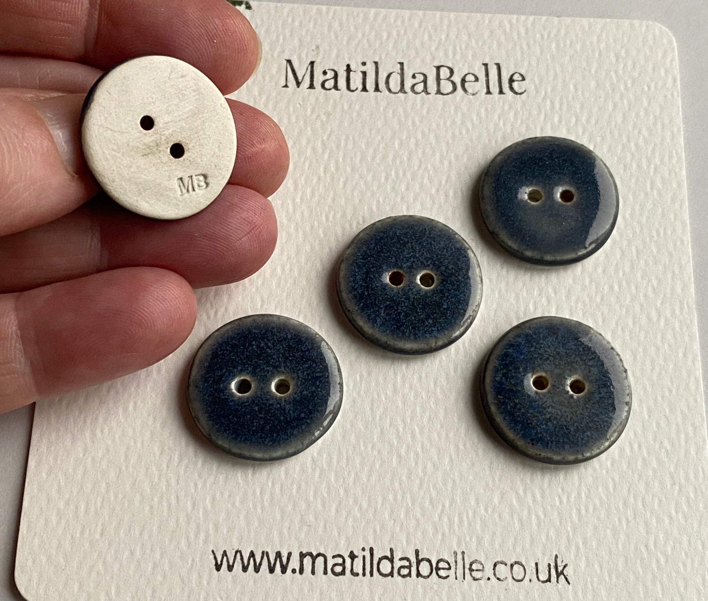22mm Round Buttons set of five, Heather Blue/Grey