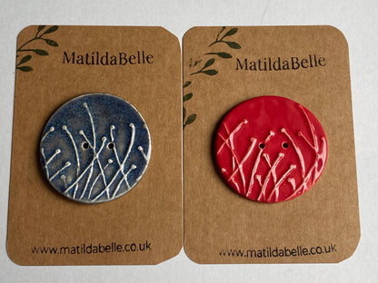 Large 50mm Botanical Seed Head Handmade Button, choice of colours