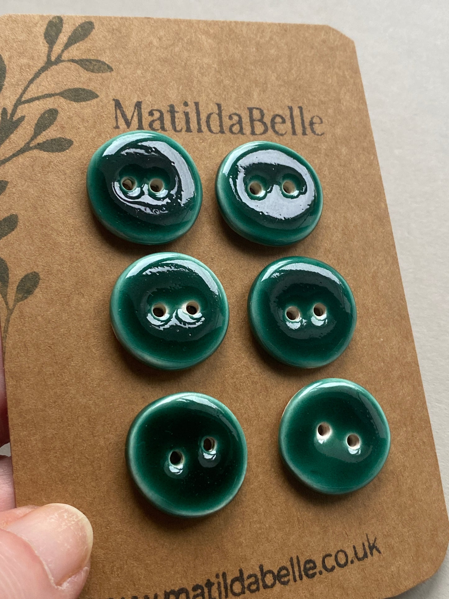 20mm Buttons set of 6, 20mm rounds glossy green