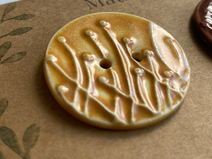 Large Pair of Botanical Handmade Buttons 35mm