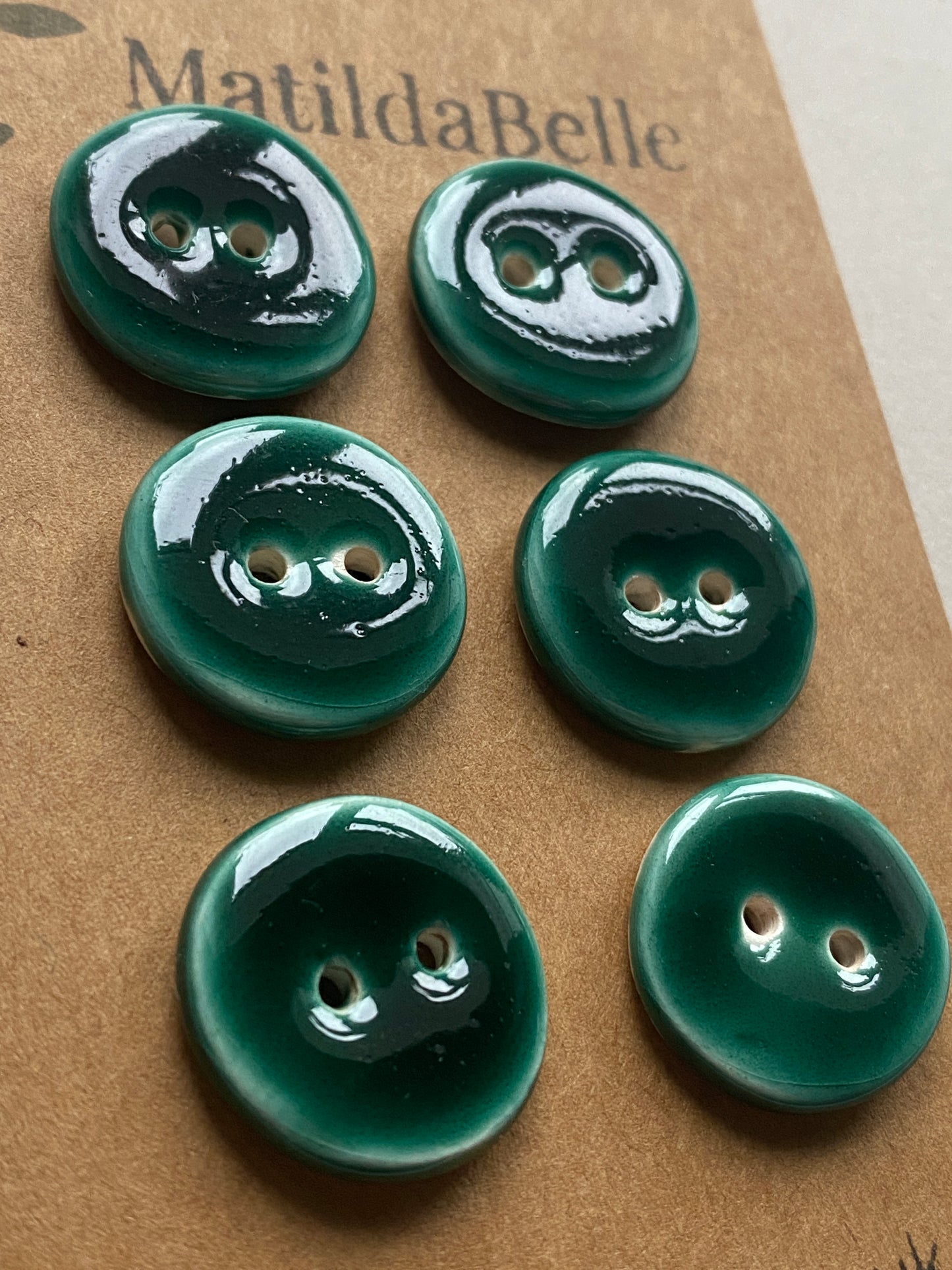 20mm Buttons set of 6, 20mm rounds glossy green