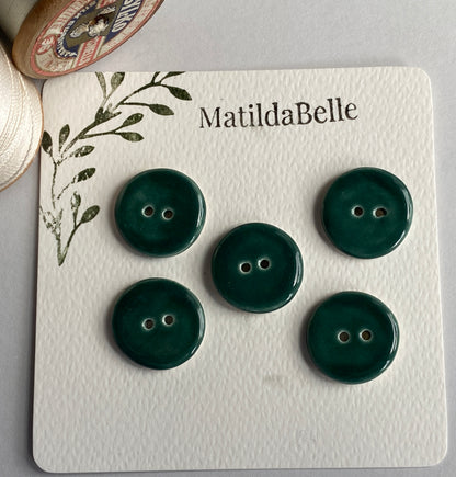 Buttons set of 5 round 22mm Handmade Ceramic Buttons choice of colours