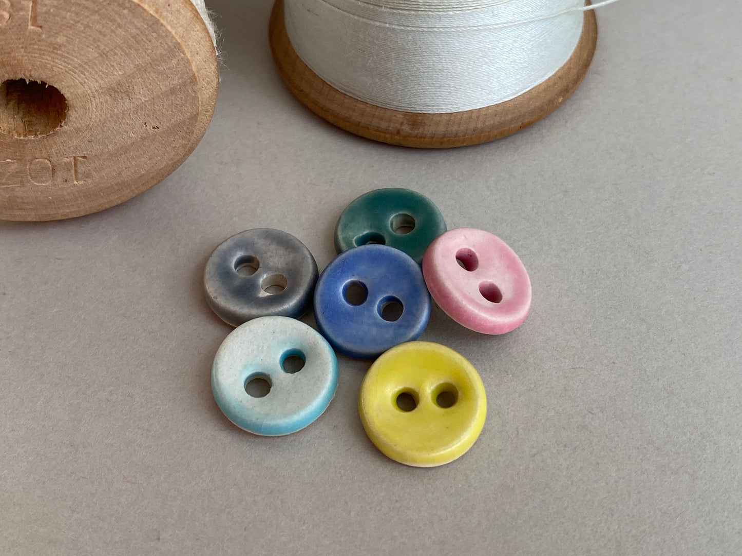 Buttons Handmade tiny 12mm pastel set of Six