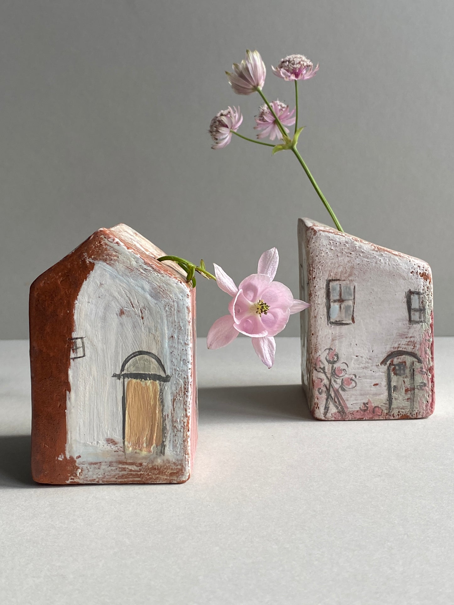 Handmade Ceramic Dry Vase House Orange door