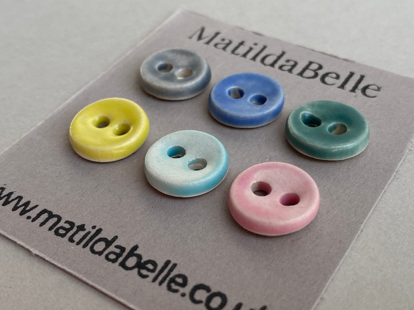 Buttons Handmade tiny 12mm pastel set of Six