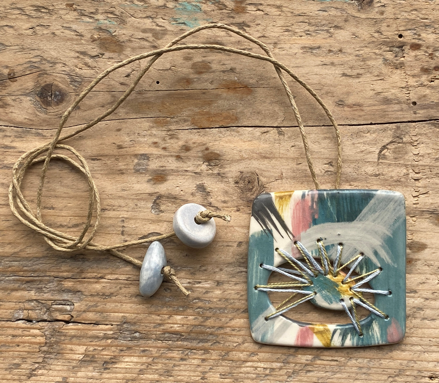 Statement Stitched Pendant Necklace