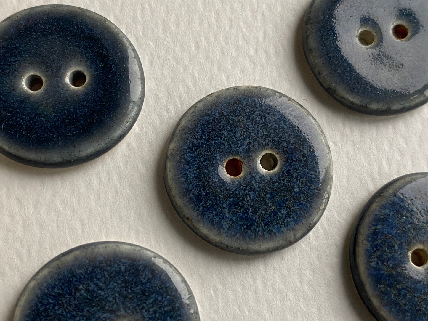 22mm Round Buttons set of five, Heather Blue/Grey