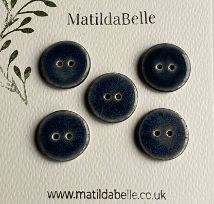 22mm Round Buttons set of five, Heather Blue/Grey