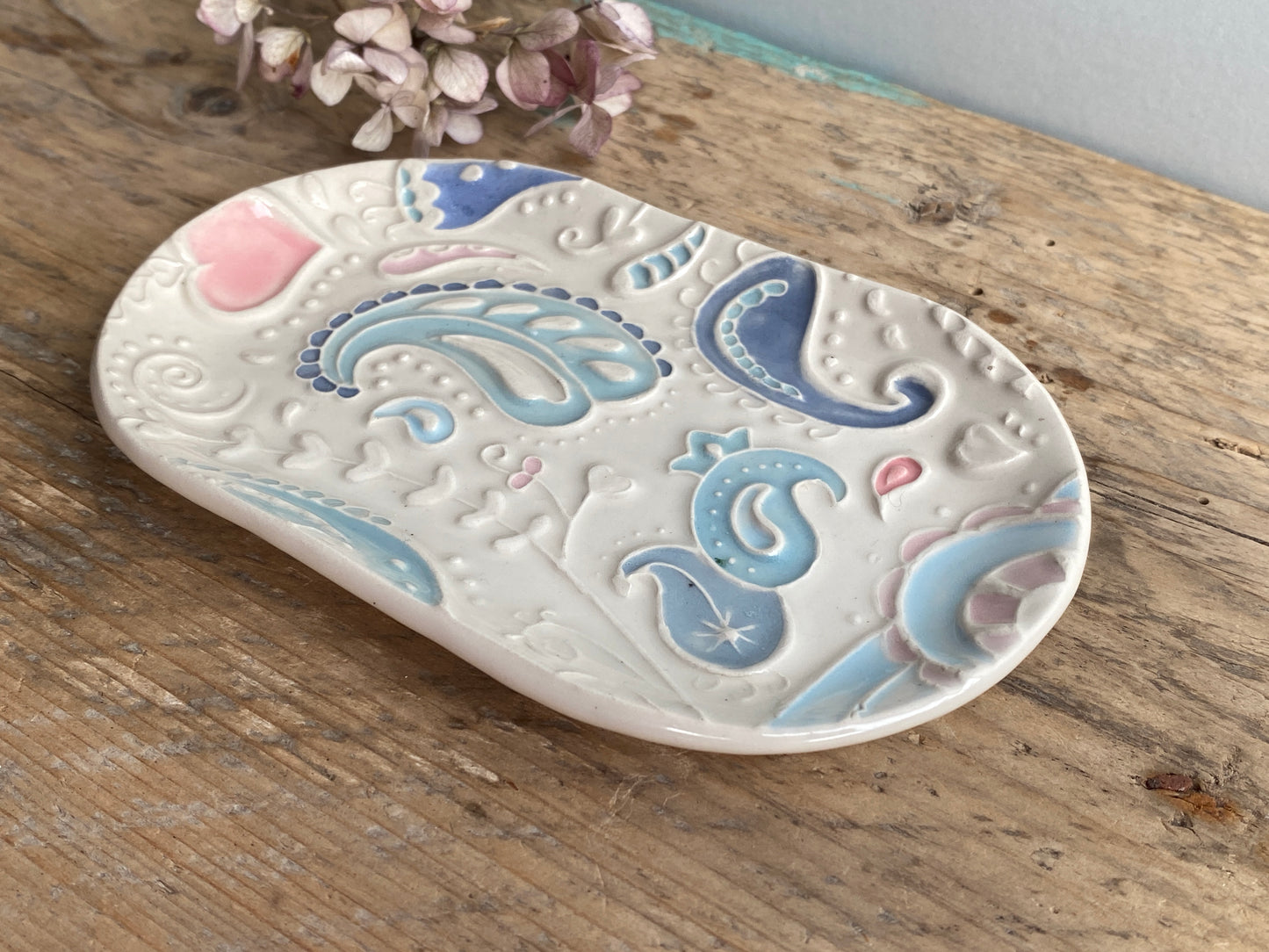 Pretty Paisley Trinket tray Pastel Colours