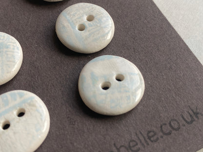 Buttons set of Five 16mm Handmade Round Ceramic Buttons