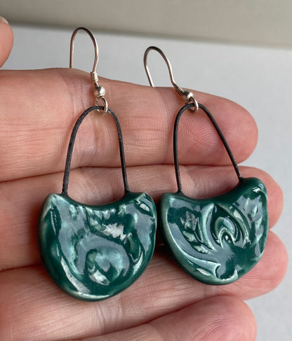 Ceramic Botanical Dangle Earrings - Choice of Greens