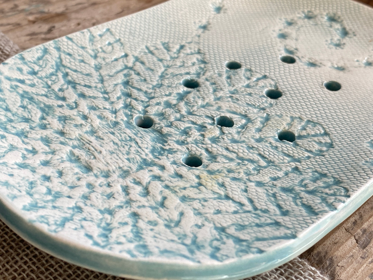 Handmade Ceramic Large Soap Dish Sea Green