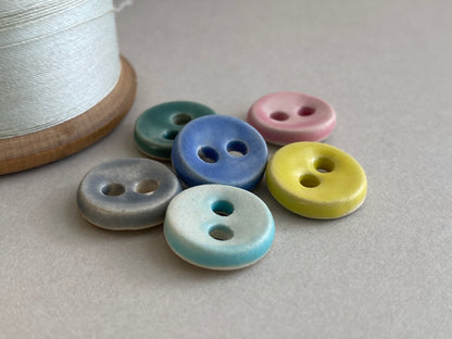 Buttons Handmade tiny 12mm pastel set of Six