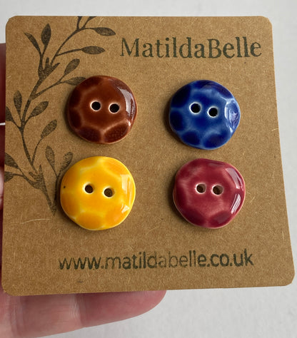 Vintage inspired 20mm Round Buttons set of four, mixed colours