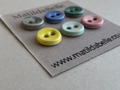 Buttons Handmade tiny 12mm pastel set of Six