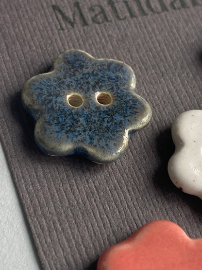 Buttons set of five Flower 20mm Mixed set of handmade ceramic buttons