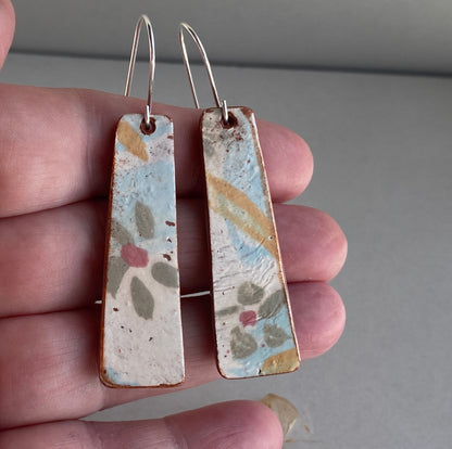 Vintage Botanical Clay Earrings sterling silver contemporary drops