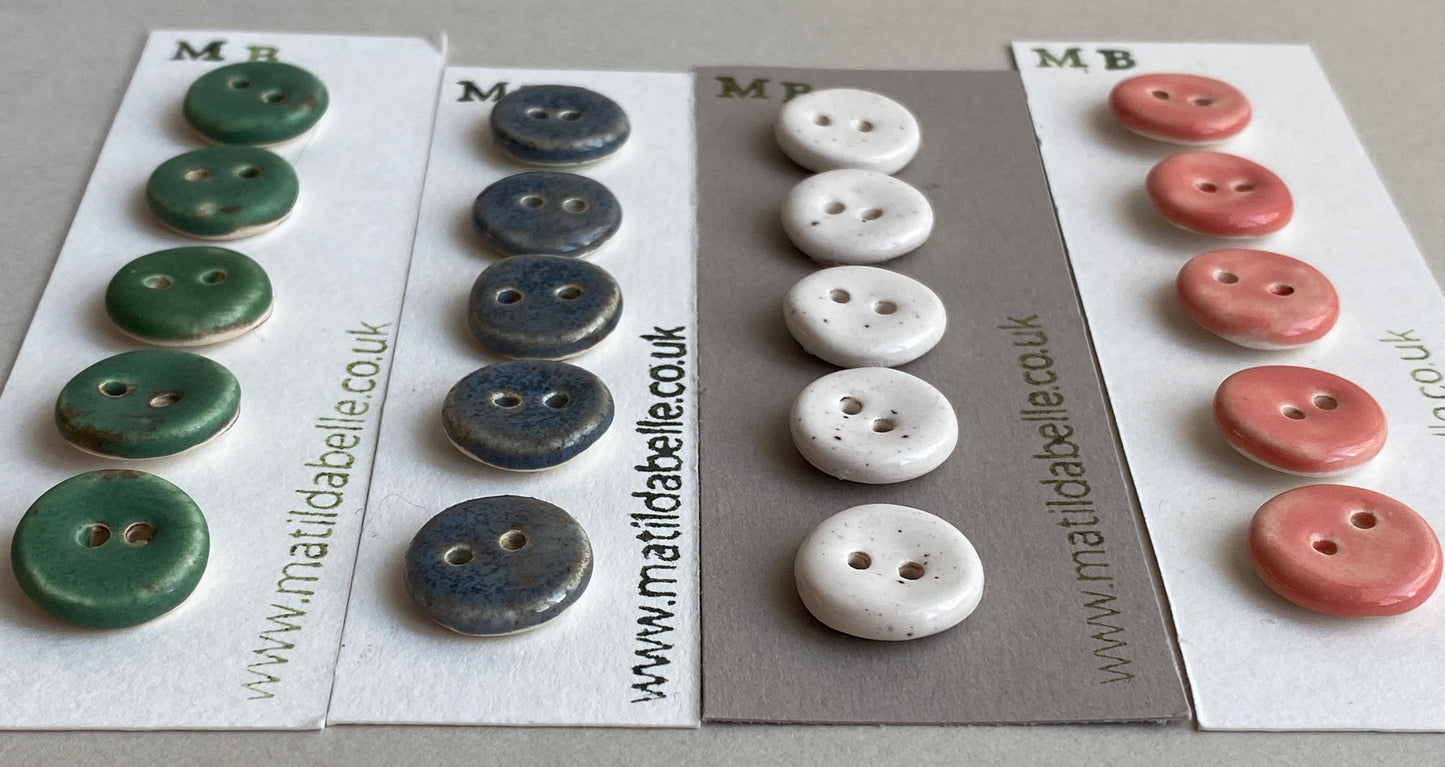 Buttons set of 5 tiny 15mm handmade ceramic buttons