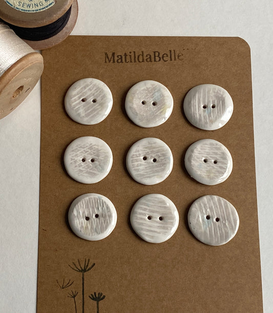 Buttons set of 9,  24mm Handmade Round Ceramic Buttons