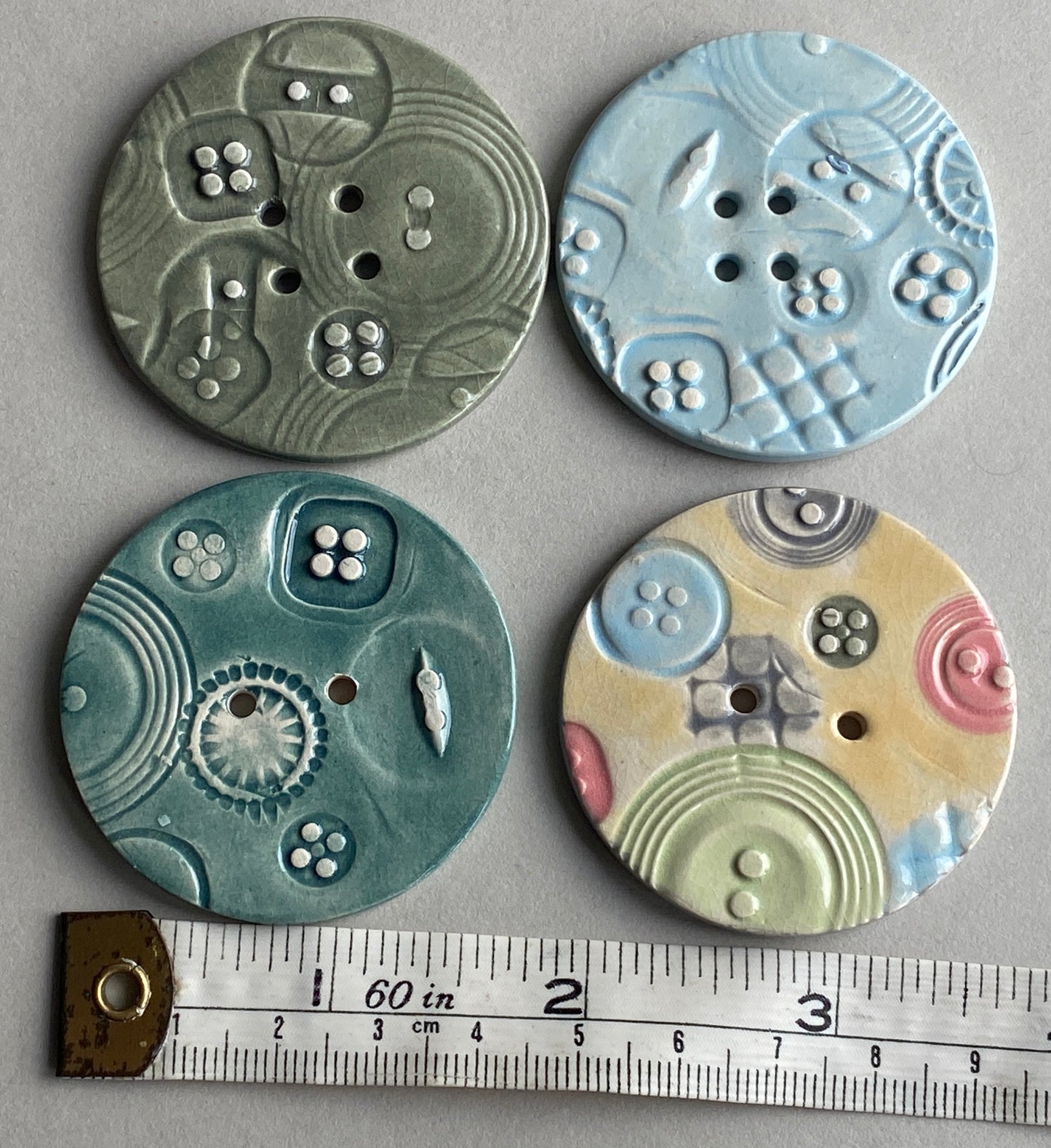 Extra large Round handmade Ceramic Button 47mm choice of 4