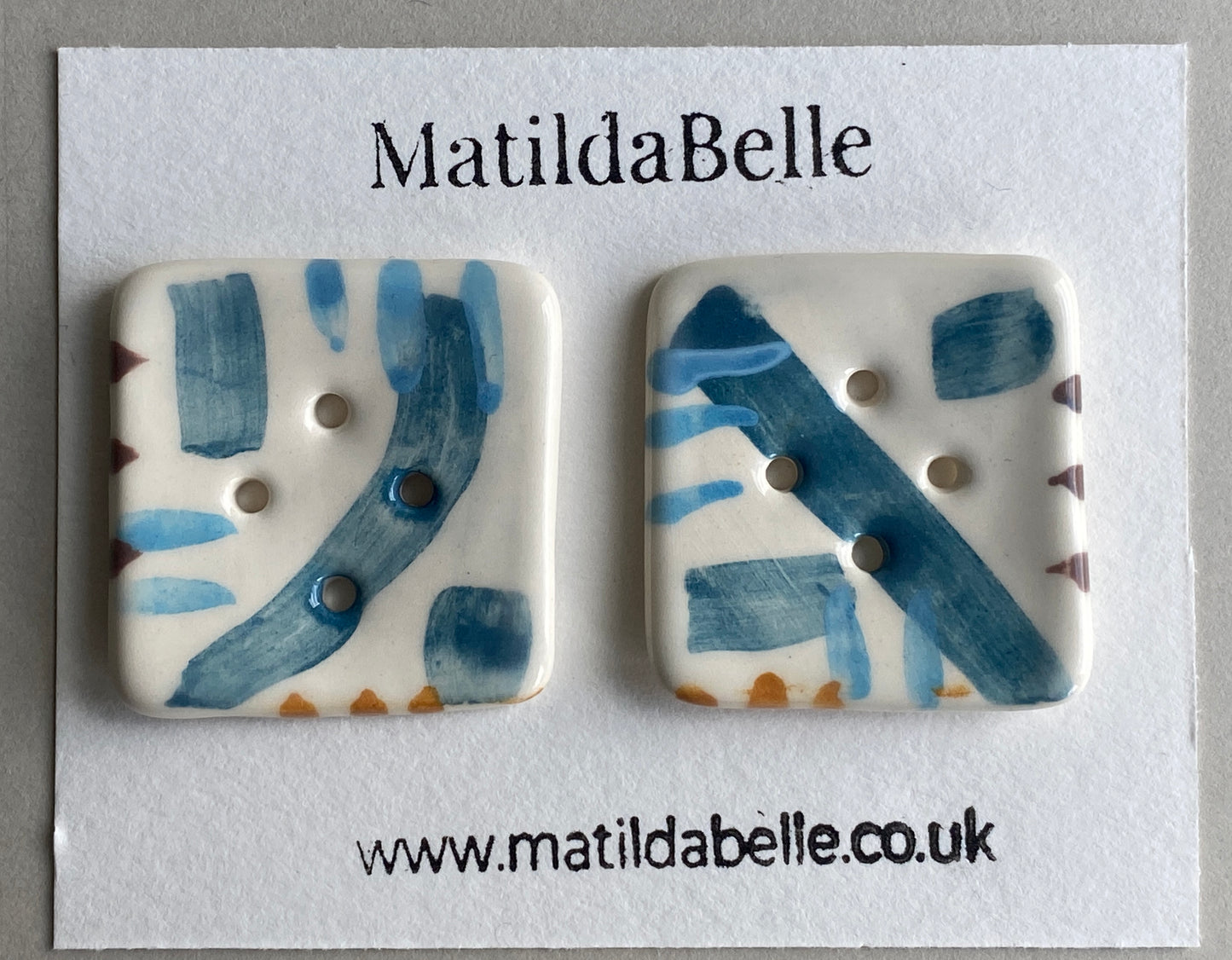 Buttons Handmade Large Square set of two Coastal Colours 35mm