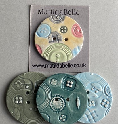 Extra large Round handmade Ceramic Button 47mm choice of 4