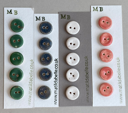 Buttons set of 5 tiny 15mm handmade ceramic buttons