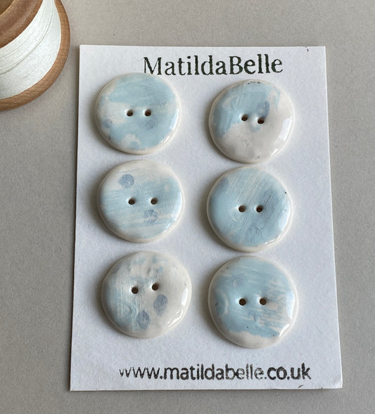 Buttons set of six Round 25mm handmade ceramic buttons