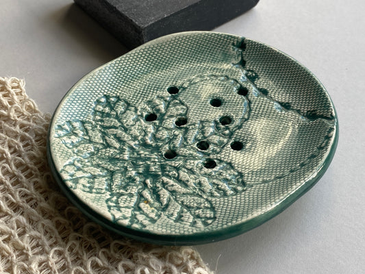 Handmade Ceramic Soap Dish Green