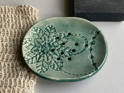 Handmade Ceramic Soap Dish Green