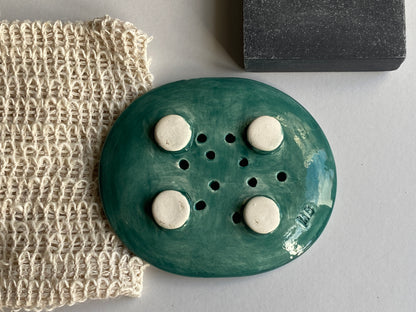 Handmade Ceramic Soap Dish Green