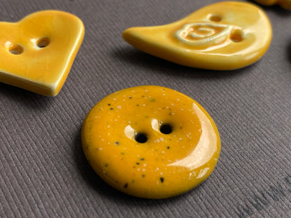 Buttons set of Five Handmade Mixed in Passion Fruit Yellow