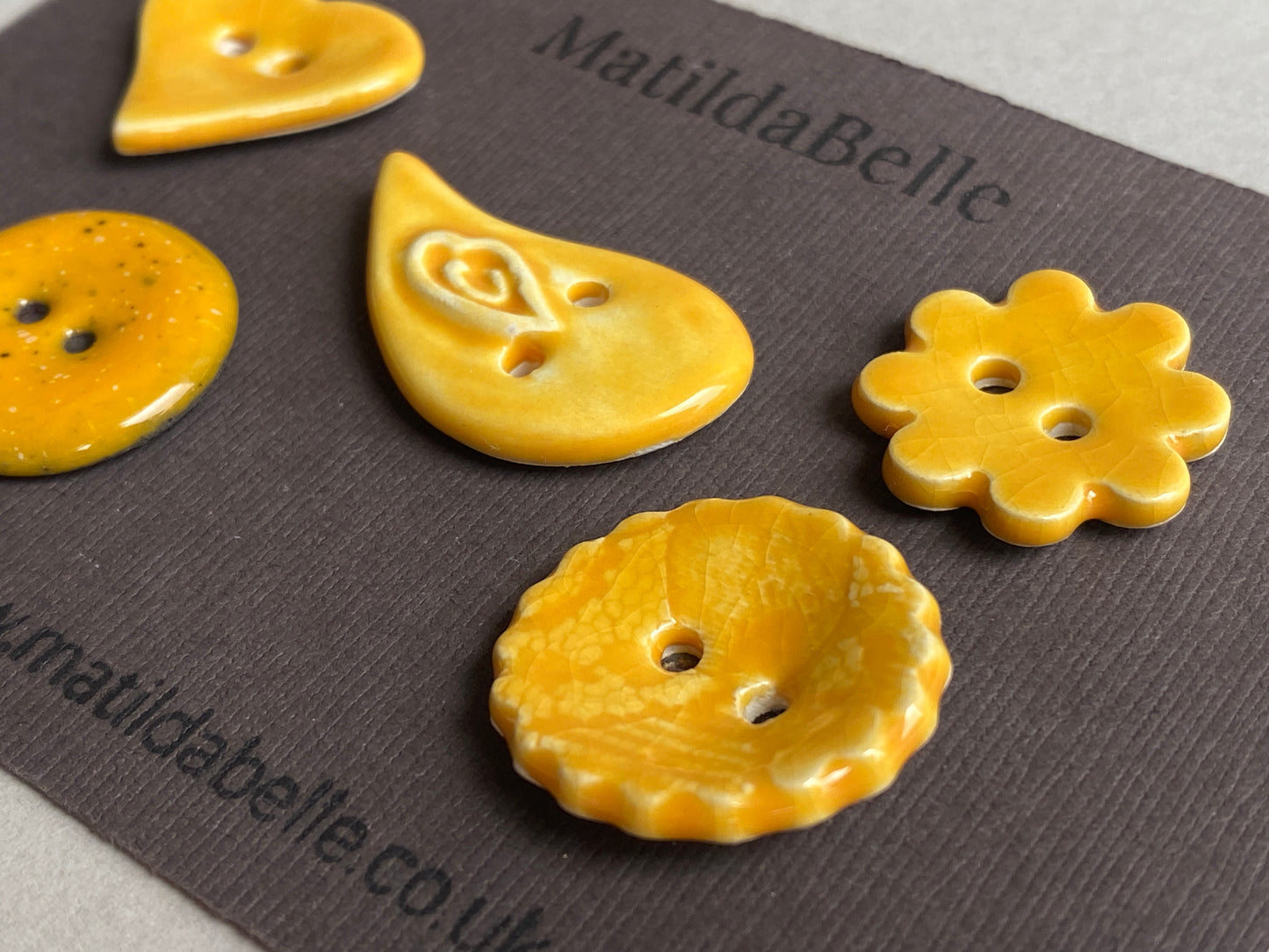 Buttons set of Five Handmade Mixed in Passion Fruit Yellow