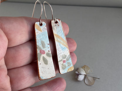 Vintage Botanical Clay Earrings sterling silver contemporary drops