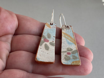 Vintage Botanical Clay Earrings sterling silver contemporary drops