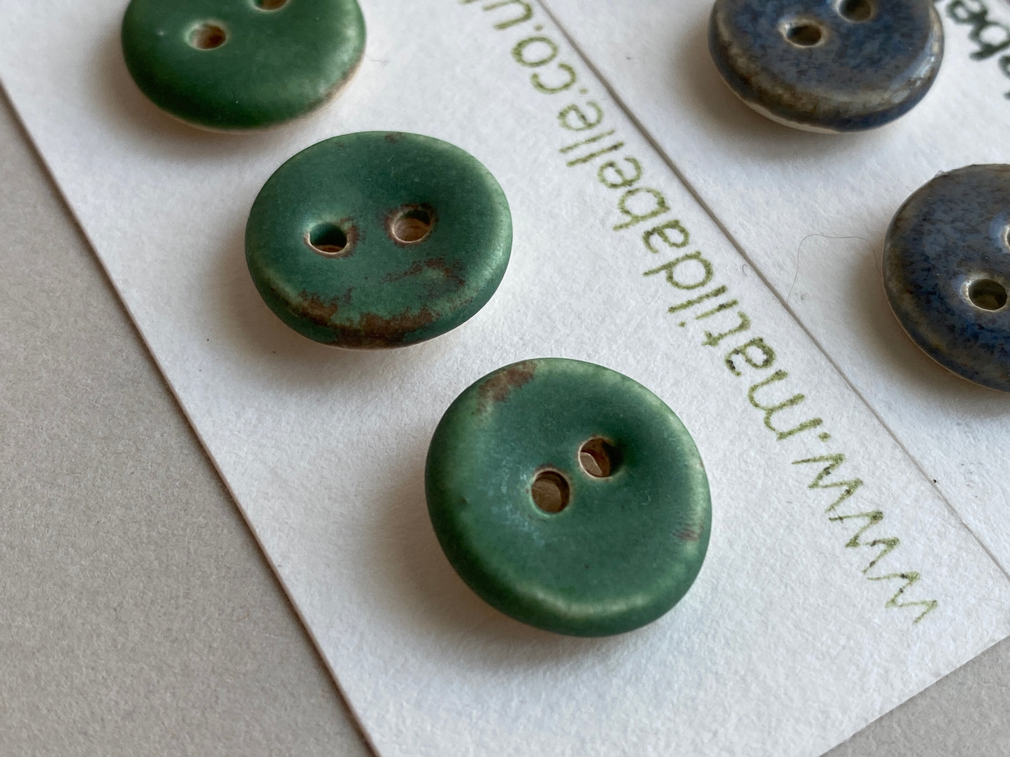 Buttons set of 5 tiny 15mm handmade ceramic buttons