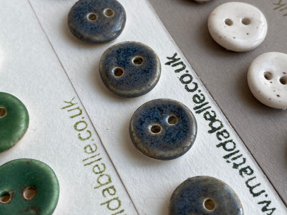 Buttons set of 5 tiny 15mm handmade ceramic buttons