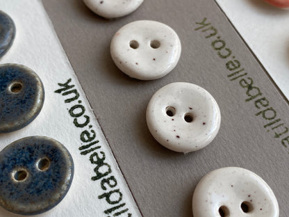 Buttons set of 5 tiny 15mm handmade ceramic buttons