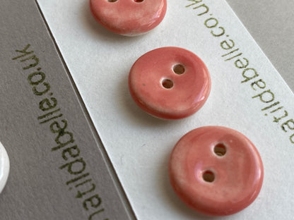 Buttons set of 5 tiny 15mm handmade ceramic buttons